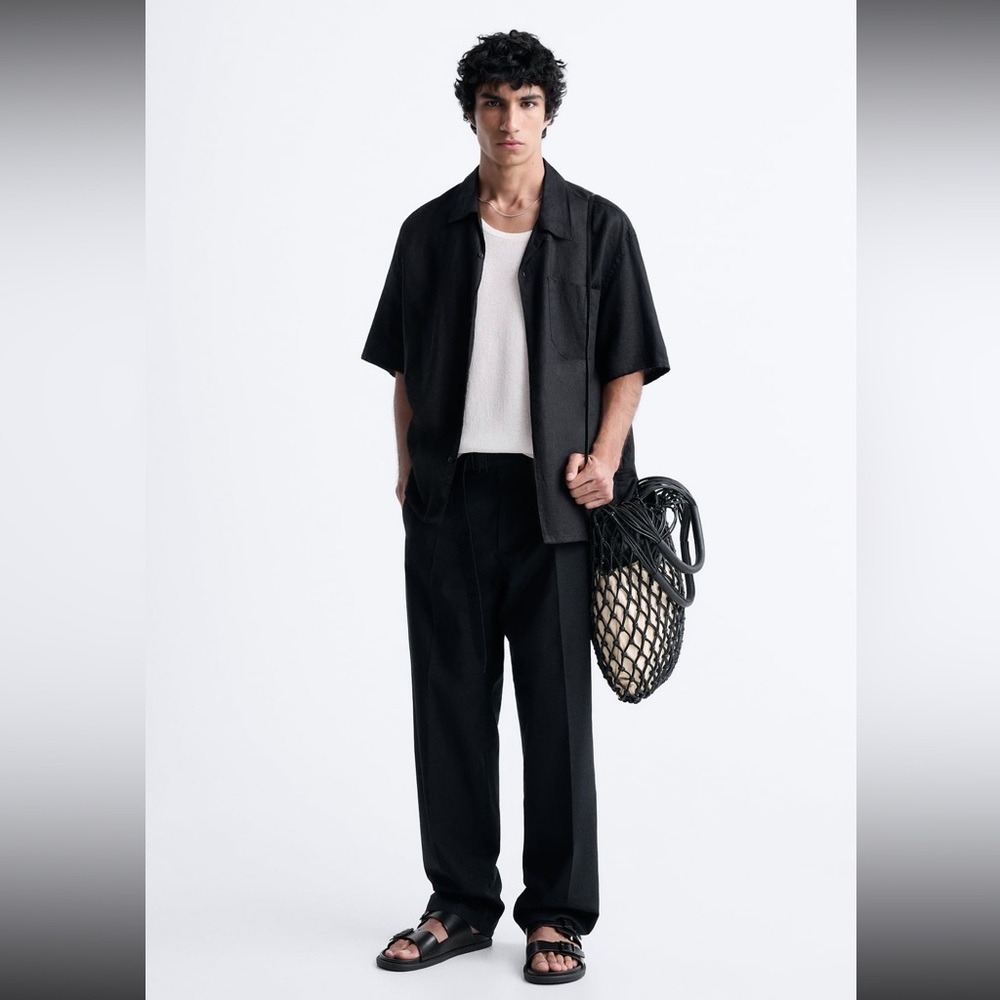 NWT Zara Belted Cotton Linen Pants